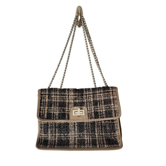 Alma Tonutti Tweed and Leather Chain Strap Shoulder Bag - Picture 1 of 9